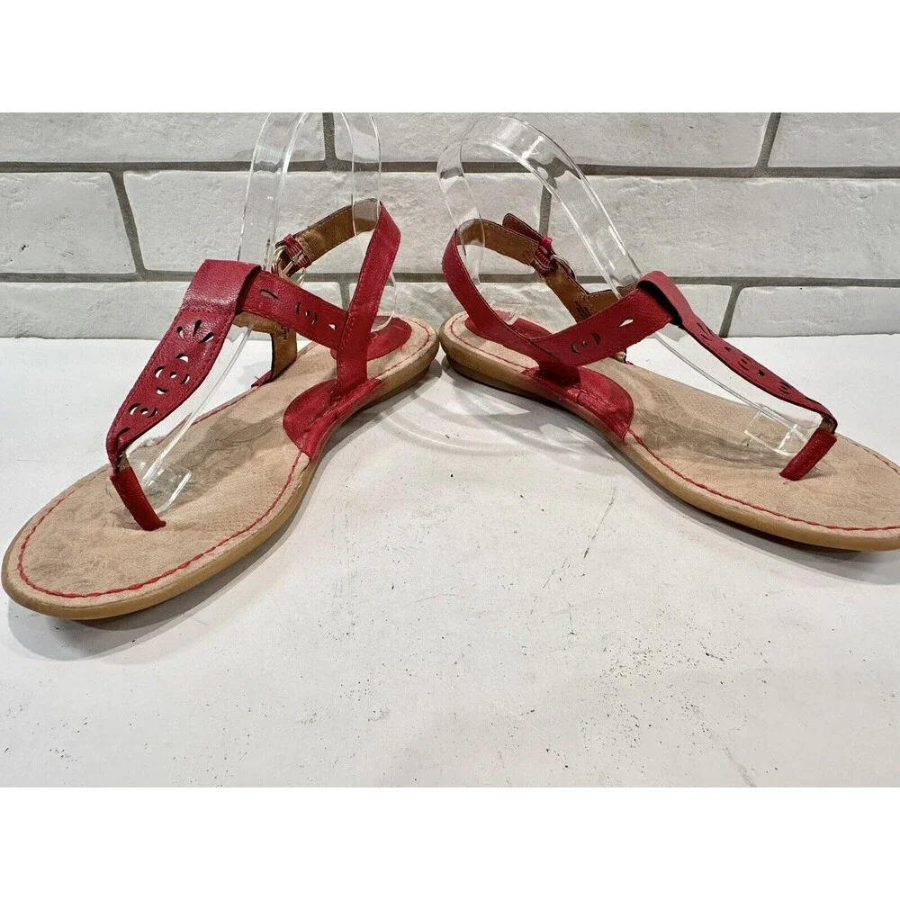 b.o.c. by Born Womens‎ Red Ankle Strap Sandals Sz US 9M